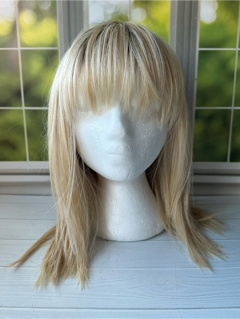 TressAllure Rooted Blonde Layered Wig w Bangs Y2K Shag Made Japan